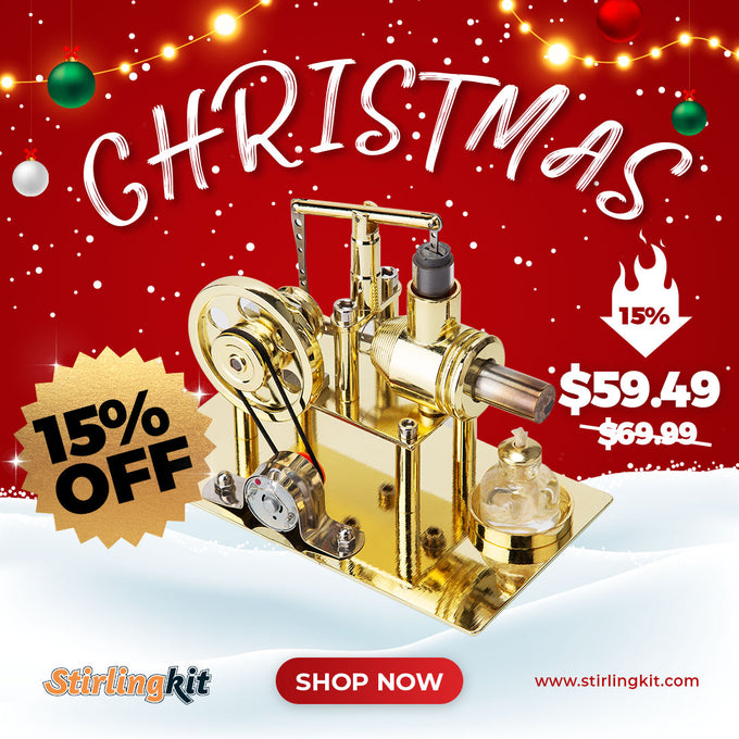 ENJOMOR DIY Hot Air Stirling Engine Model Building Kits Golden