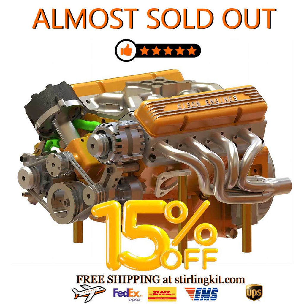 CISON Gasoline OHV V8 Small-block Engine Model Kits 4-Stroke 44cc Water-Cooled 1/6