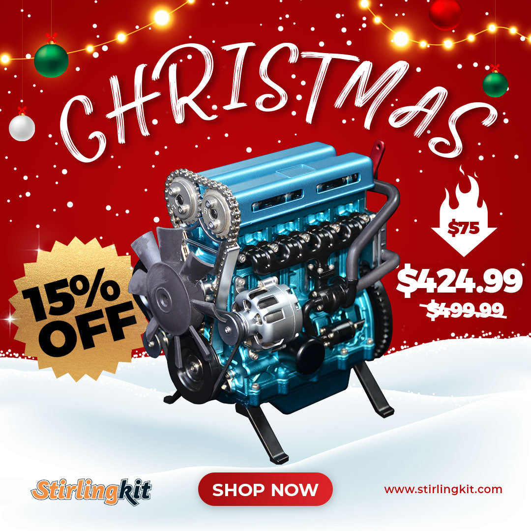 TECHING Build Your Own 4 Cylinder Engine Kits for Adults with Turbocharger DM111 Upgrade