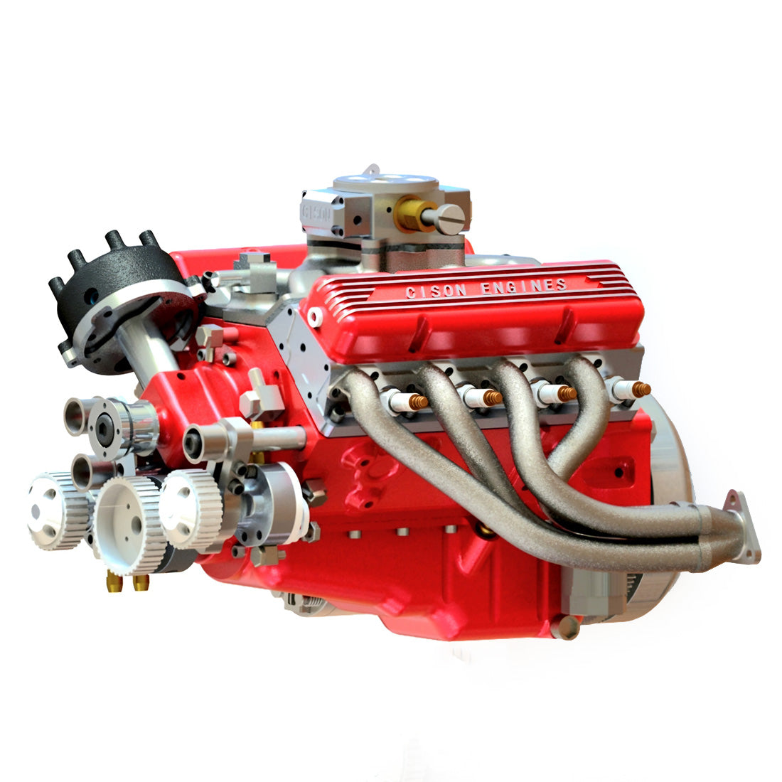 CISON Gasoline OHV V8 Small-block Engine Model Kits 4-Stroke 44cc Water-Cooled 1/6