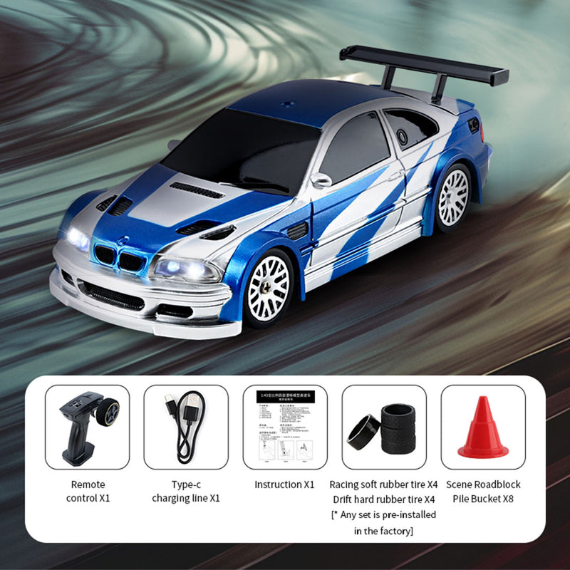 1 43 Scale 2.4G RC Drift Car 4WD 15km h Mini Racing Car Model with Lights Kit Stirlingkit