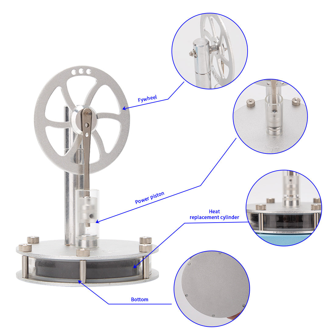 Low Temperature Stirling Engine Kit Motor Steam Heat Education Model Toy DIY Magnetic Connection Type