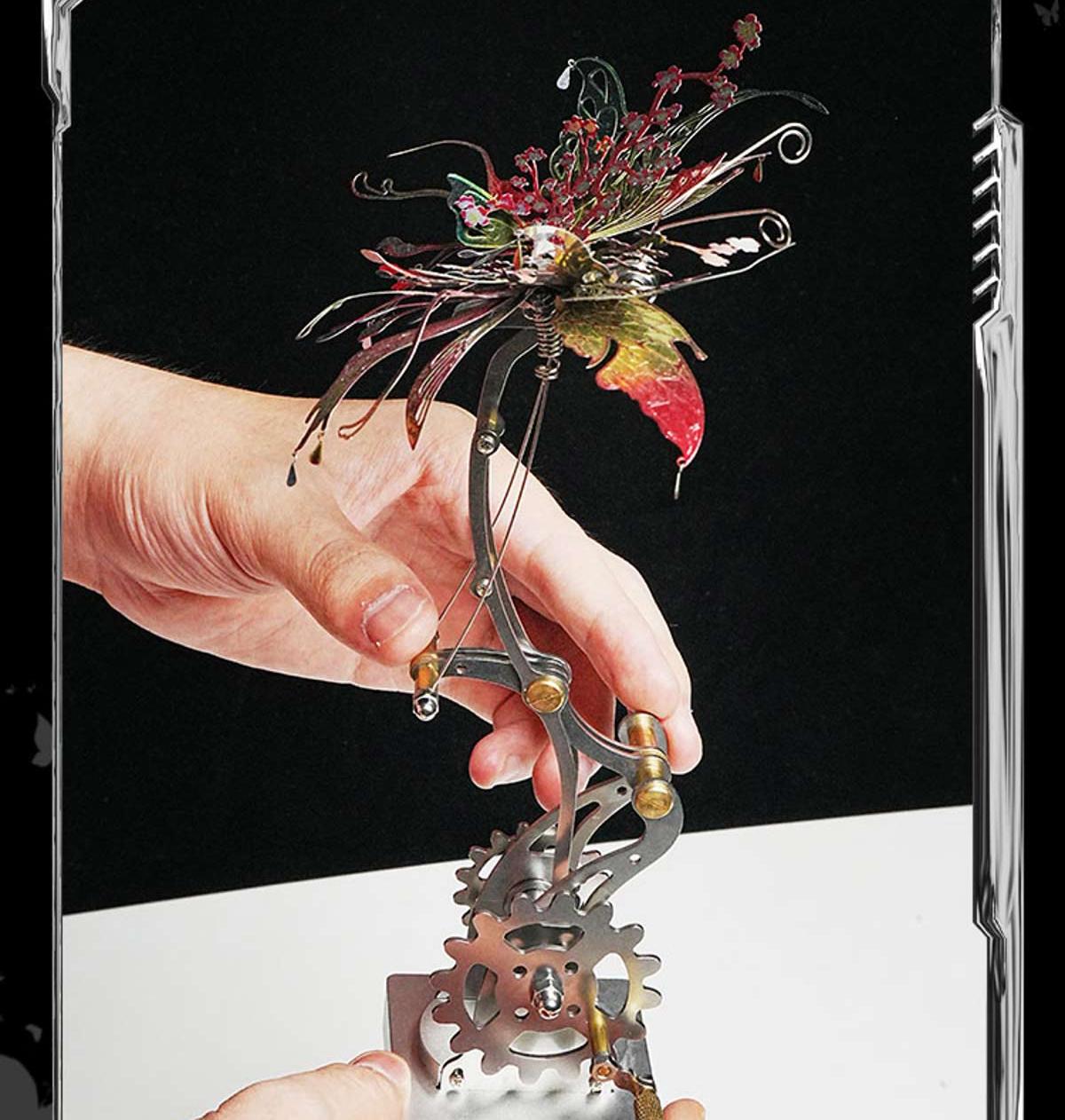 3D Metal Mechanical Kinetic Butterfly Assembly Model Building Kit with Transmission