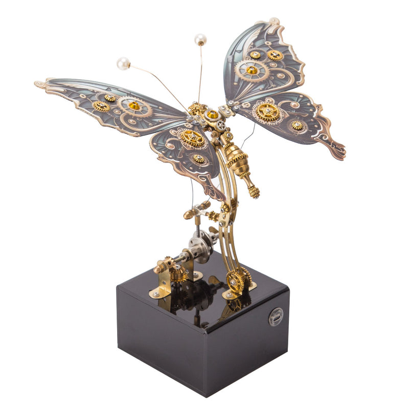 3D Steampunk Kinetic Butterfly Metal Art Sculpture Kits Automata Music Box