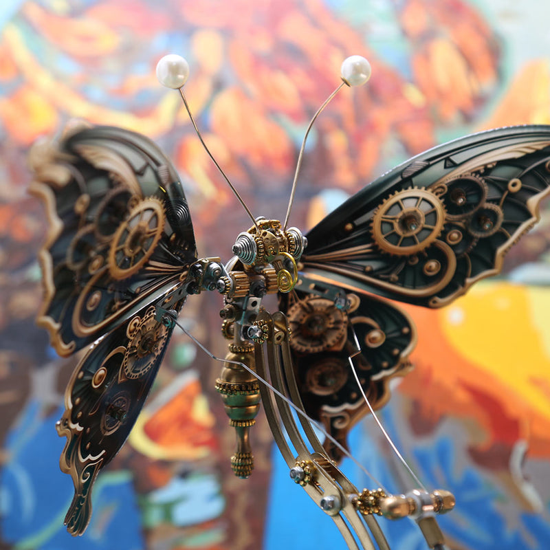 3D Steampunk Kinetic Butterfly Metal Art Sculpture Kits Automata Music Box