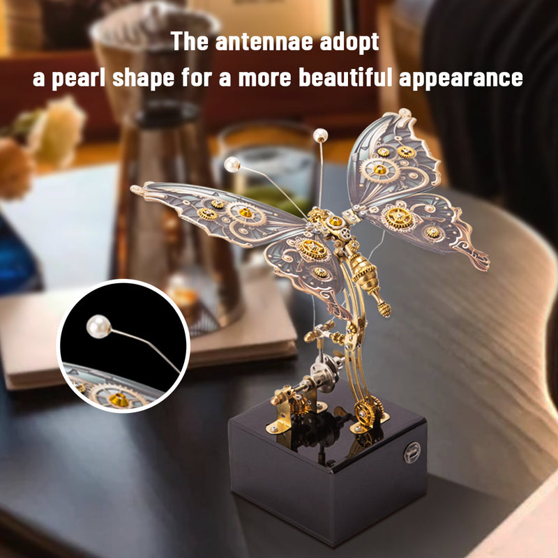 3D Steampunk Kinetic Butterfly Metal Art Sculpture Kits Automata Music Box