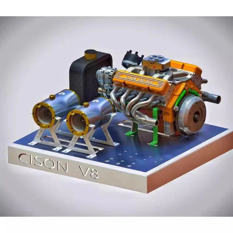 CISON Gasoline OHV V8 Small-block Engine Model Kits 4-Stroke 44cc Water-Cooled 1/6