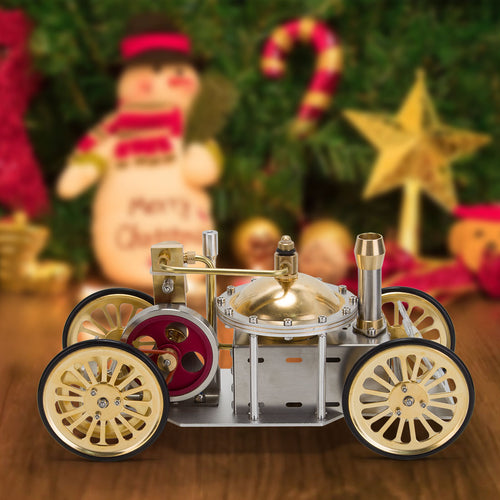 ENJOMOR Antique Live Steam-Powered Car Model Golden Christmas - stirlingkit