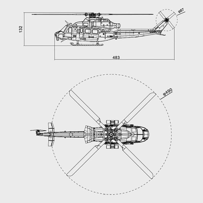 GOOSKY E2 UH-1Y 2.4G 6CH Dual Brushless RC Helicopter BNF / RTF with GTS Flight Control System 1:35 Scale