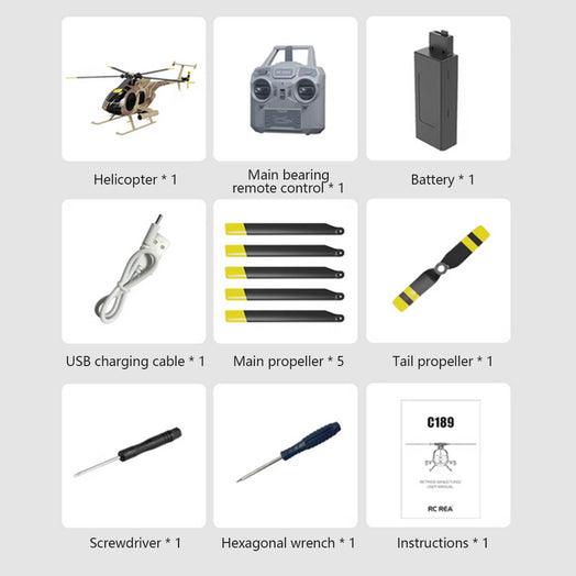 MD500 C189 Little Bird Aircraft Model 1/28 2.4G 4CH Single-Rotor RC Helicopter Model - RTF Version - stirlingkit