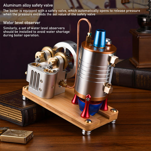 Metal Twin-Cylinder Steam Engine Model with Dynamic Balanced Crankshaft RTR - stirlingkit