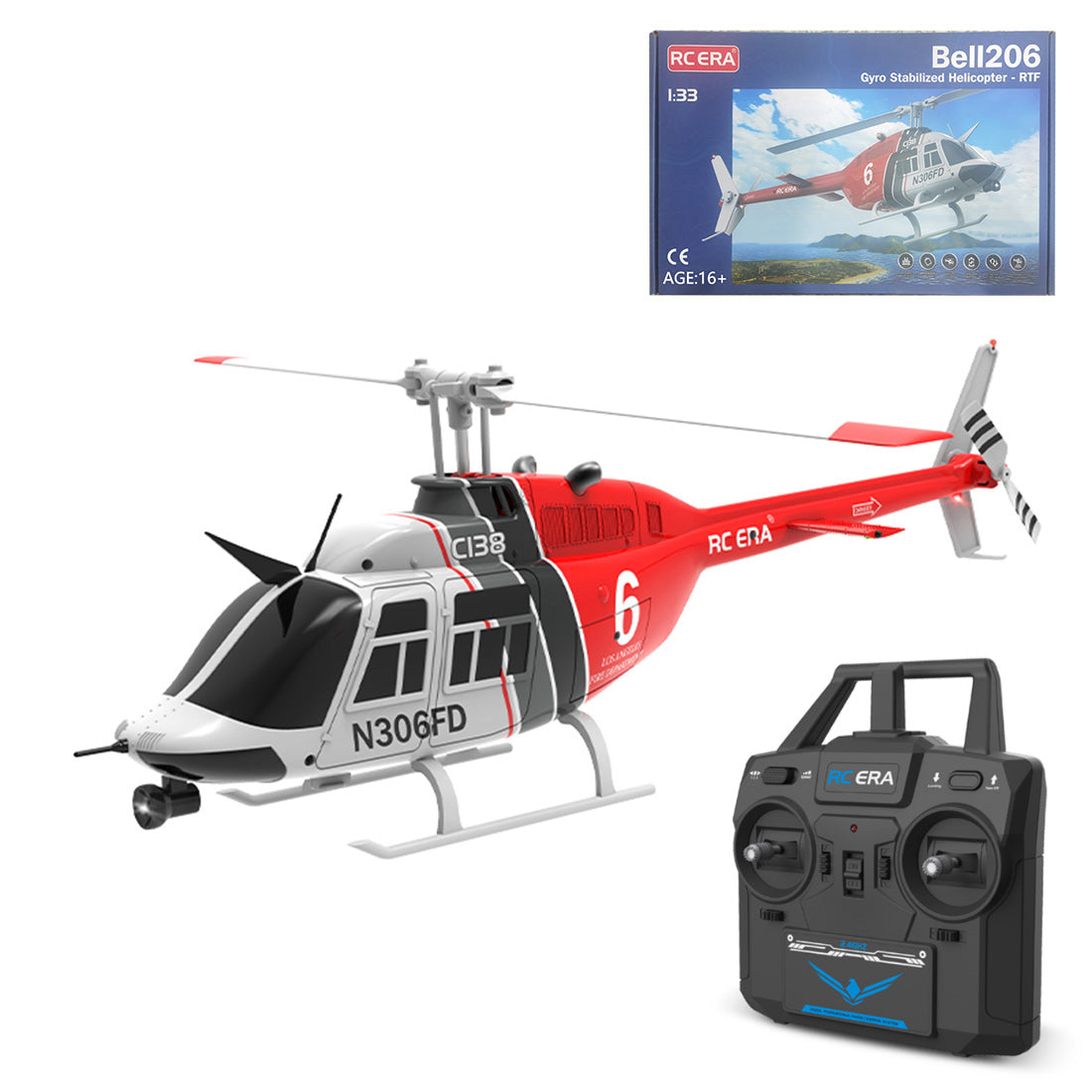 RC ERA C138 206 RC Helicopter 2.4G 6CH 1/33 Scale No Aileron Helicopter with Altitude Hold