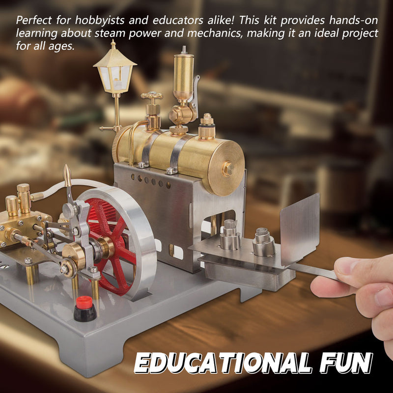 RETROL SE-02 DIY Horizontal Mill Steam Engine Boiler Model Kits with Generator Streetlight