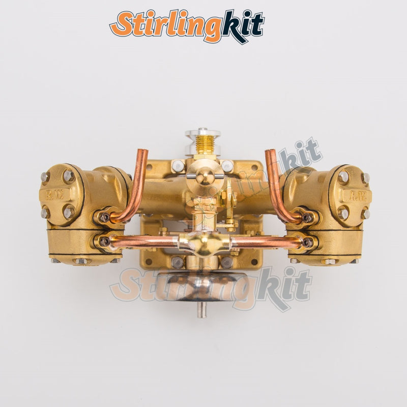 RW-V2 Mini Dual Cylinder V2 Reciprocating Steam Engine – Precision Model for 70–130cm Boats
