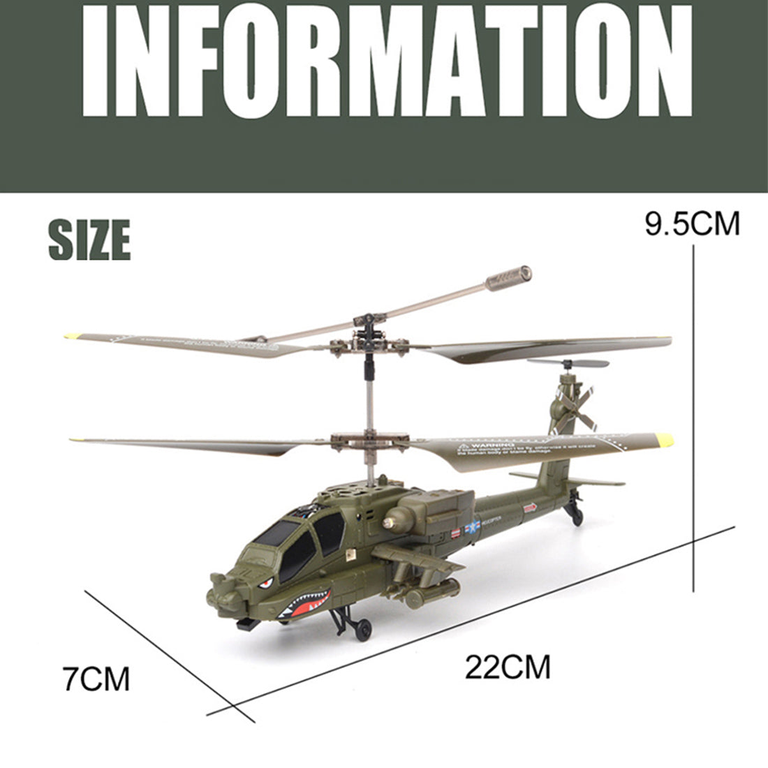 S109H  2.4G RC 3CH Apache RC Helicopter Dual-Prop Gyro Stabilized Airplane Model with Bright Night Navigation Lights -RTF Version - stirlingkit