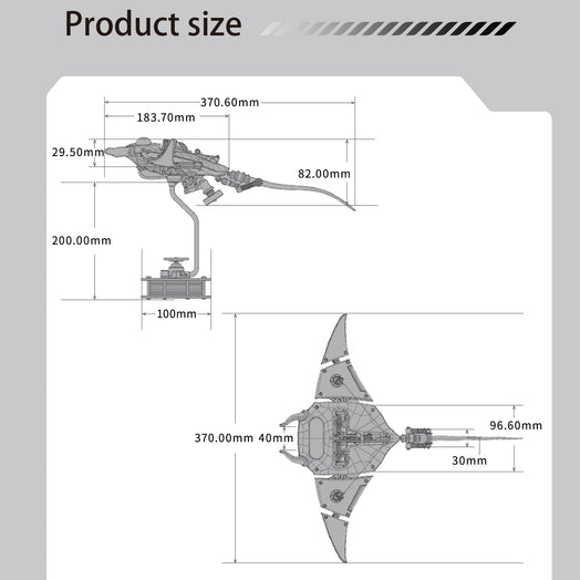 Steampunk Mobula Manta Ray Mechanical 3D Metal Model Building Kits 200+PCS - stirlingkit