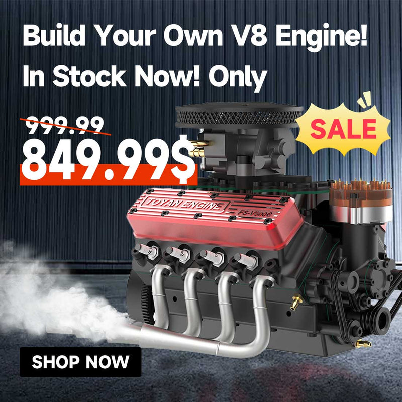 TOYAN FS-V800WGPC 1/10 Mini V8 Engine Model Building kits Run on Gas 28cc