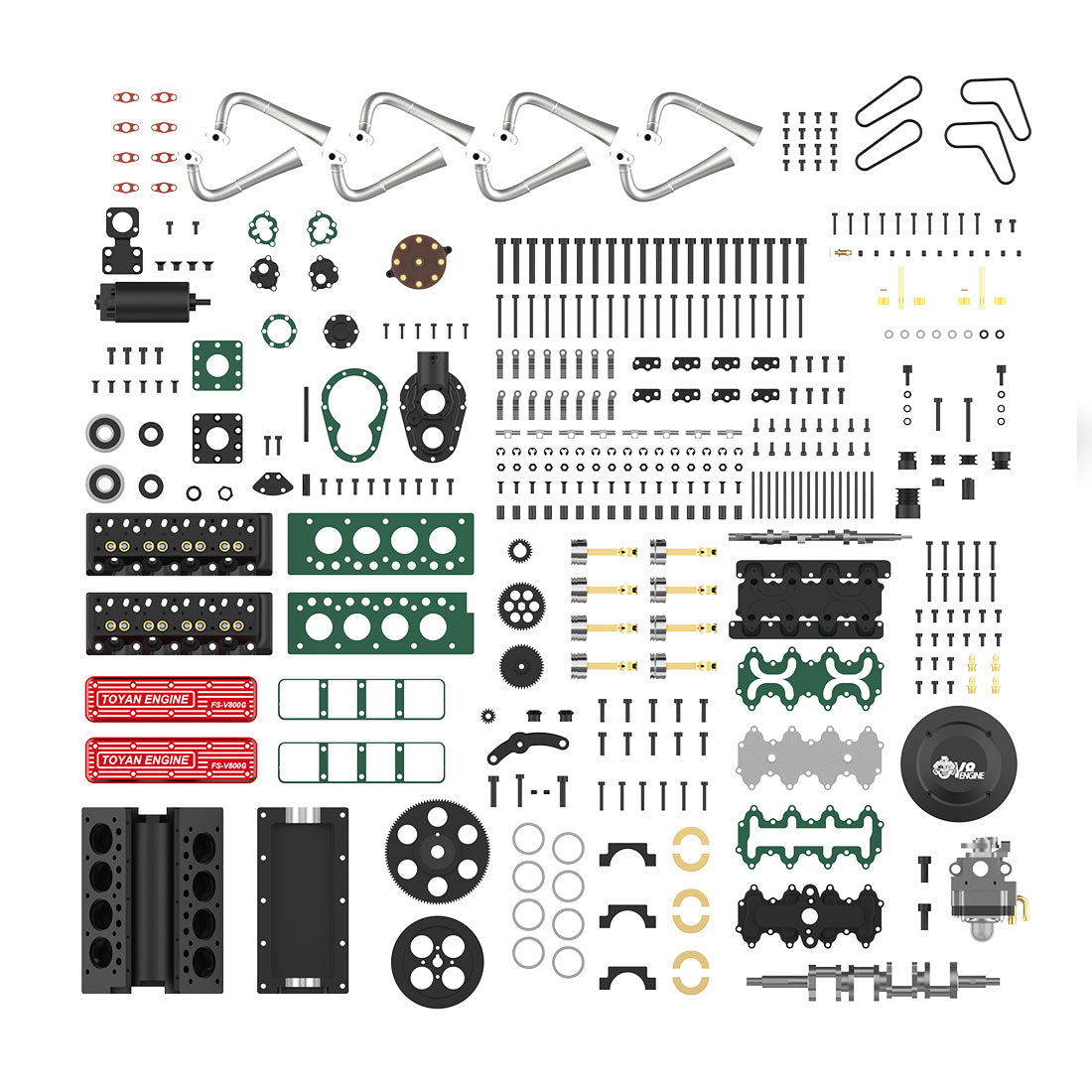 TOYAN FS-V800WGPC 1/10 Mini V8 Engine Model Building kits Run on Gas 28cc