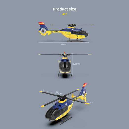 YU XIANG EC-135 1/36 2.4G 6CH Direct Drive Brushless 3D/6G RC Helicopter Model - RTF Version - stirlingkit