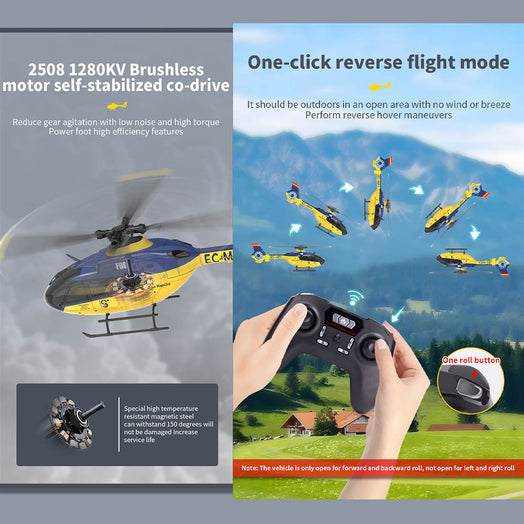 YU XIANG EC-135 1/36 2.4G 6CH Direct Drive Brushless 3D/6G RC Helicopter Model - RTF Version - stirlingkit