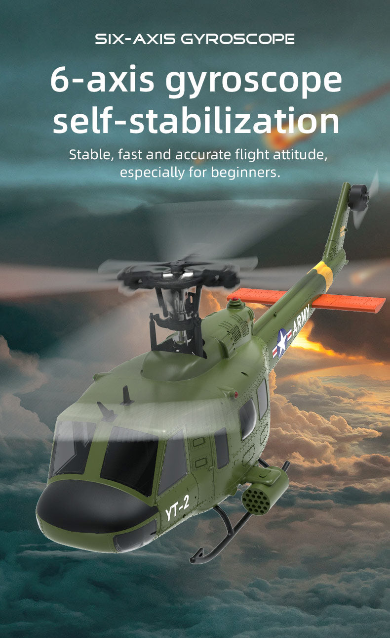 YU XIANG F07 UH-1 Huey 2.4G 6CH 1/34 Scale RC Military Helicopter Flybarless Helicopter Model Easy to Fly