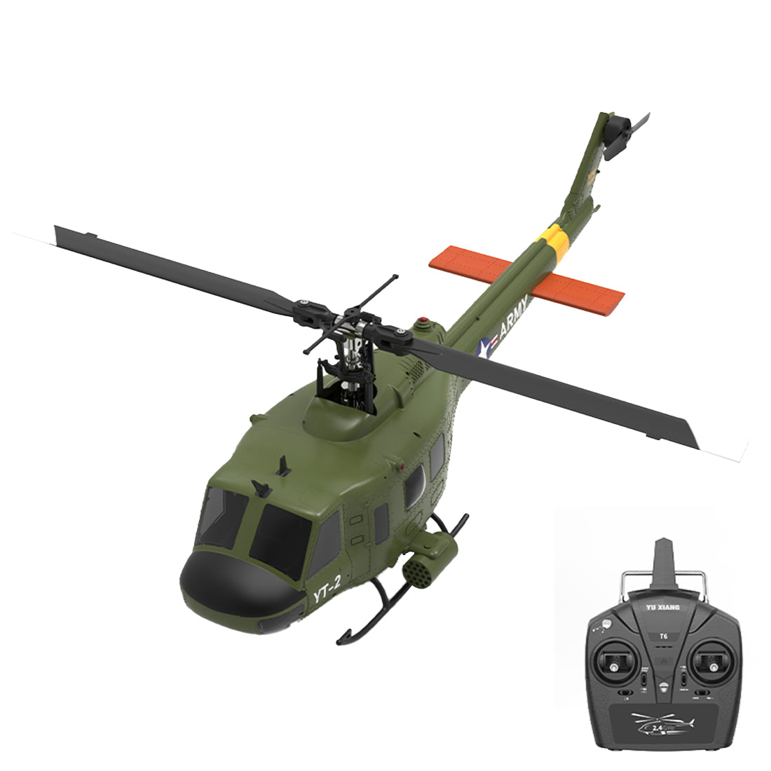 YU XIANG F07 UH-1 Huey 2.4G 6CH 1/34 Scale RC Military Helicopter Flybarless Helicopter Model Easy to Fly