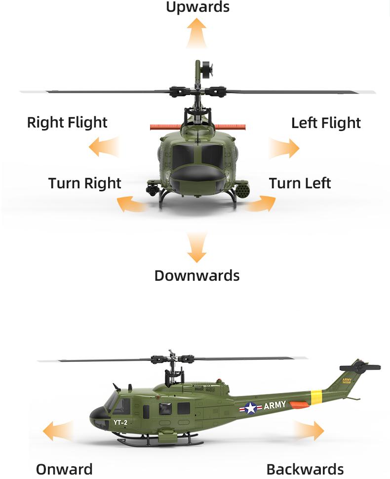 YU XIANG F07 UH-1 Huey 2.4G 6CH 1/34 Scale RC Military Helicopter Flybarless Helicopter Model Easy to Fly