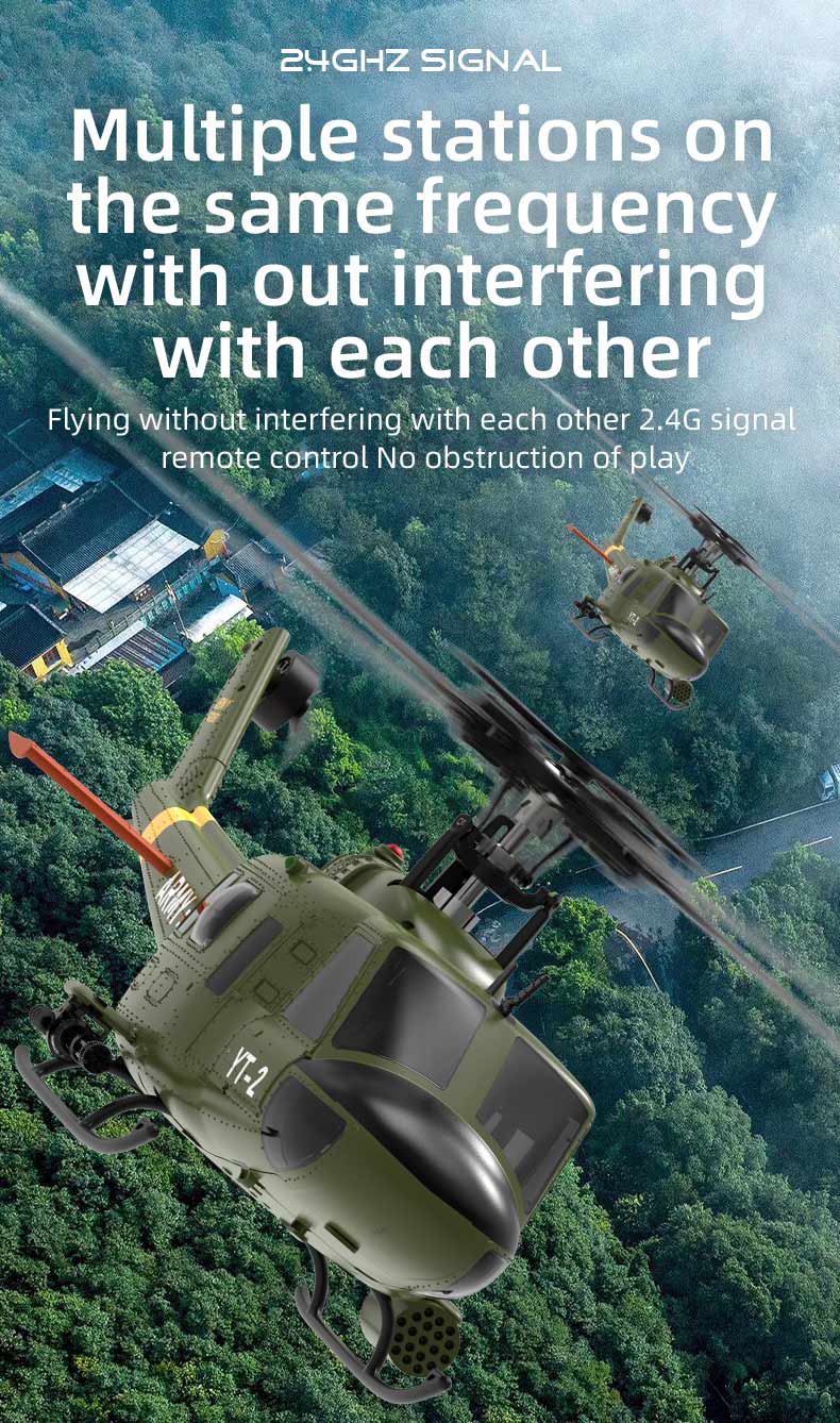 YU XIANG F07 UH-1 Huey 2.4G 6CH 1/34 Scale RC Military Helicopter Flybarless Helicopter Model Easy to Fly