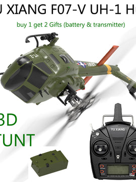 YU XIANG F07-V  UH-1 Huey 3D Stunt RC Helicopter 2.4G 6CH Brushless Direct-Drive Flybarless Aircraft Model 1/34 Scale RTF Version