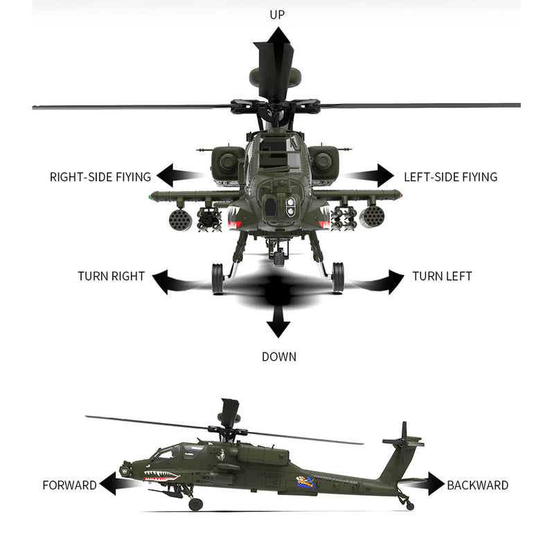 YU XIANG F11 AH-64 Apache RC Helicopter Model 1/32 Scale 2.4G 6CH