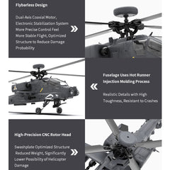 YU XIANG F11-S AH64 Apache RC Helicopter 1/32 2.4G 6CH RTF GPS Smart Version