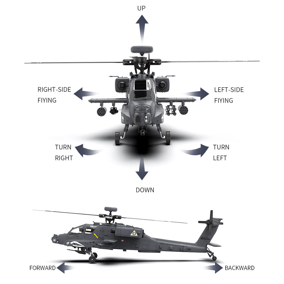 YU XIANG F11-S AH64 Apache RC Helicopter 1/32 2.4G 6CH RTF GPS Smart Version