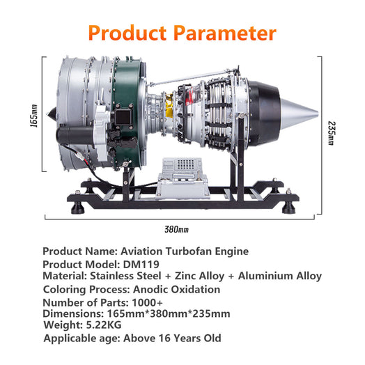 TECHING DIY Twin-spool Turbofan Engine Kits Assembly 1/10 Electric Aircraft Engine DM119 - stirlingkit