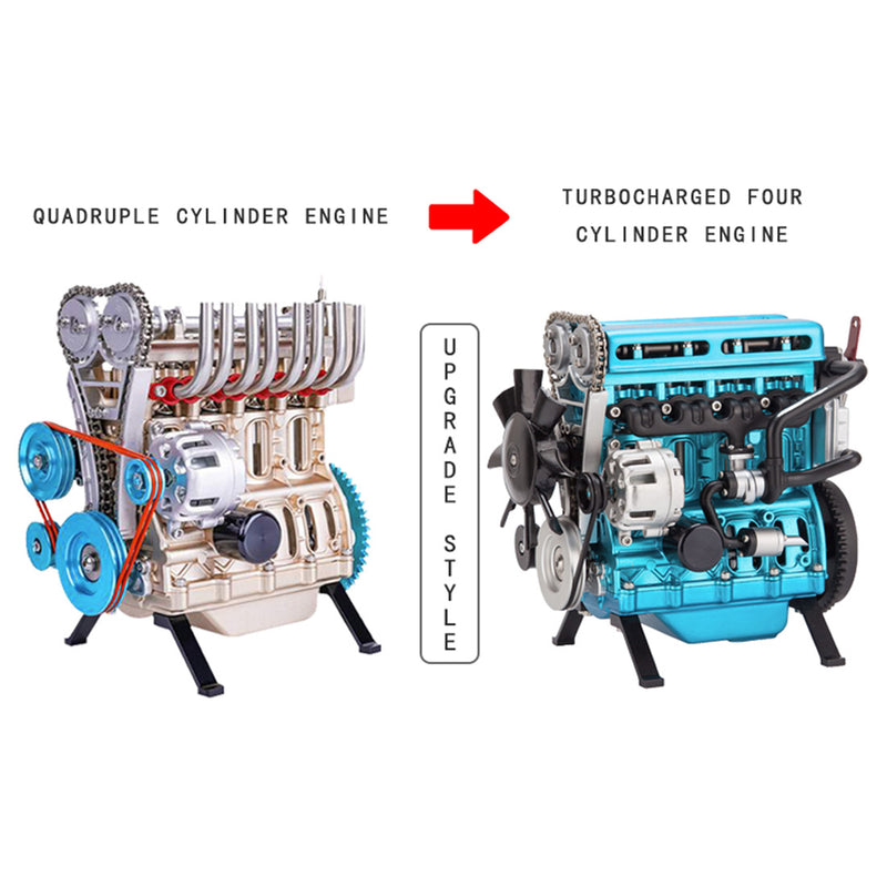 TECHING Build Your Own 4 Cylinder Engine Kits for Adults with Turbocharger DM111 Upgrade