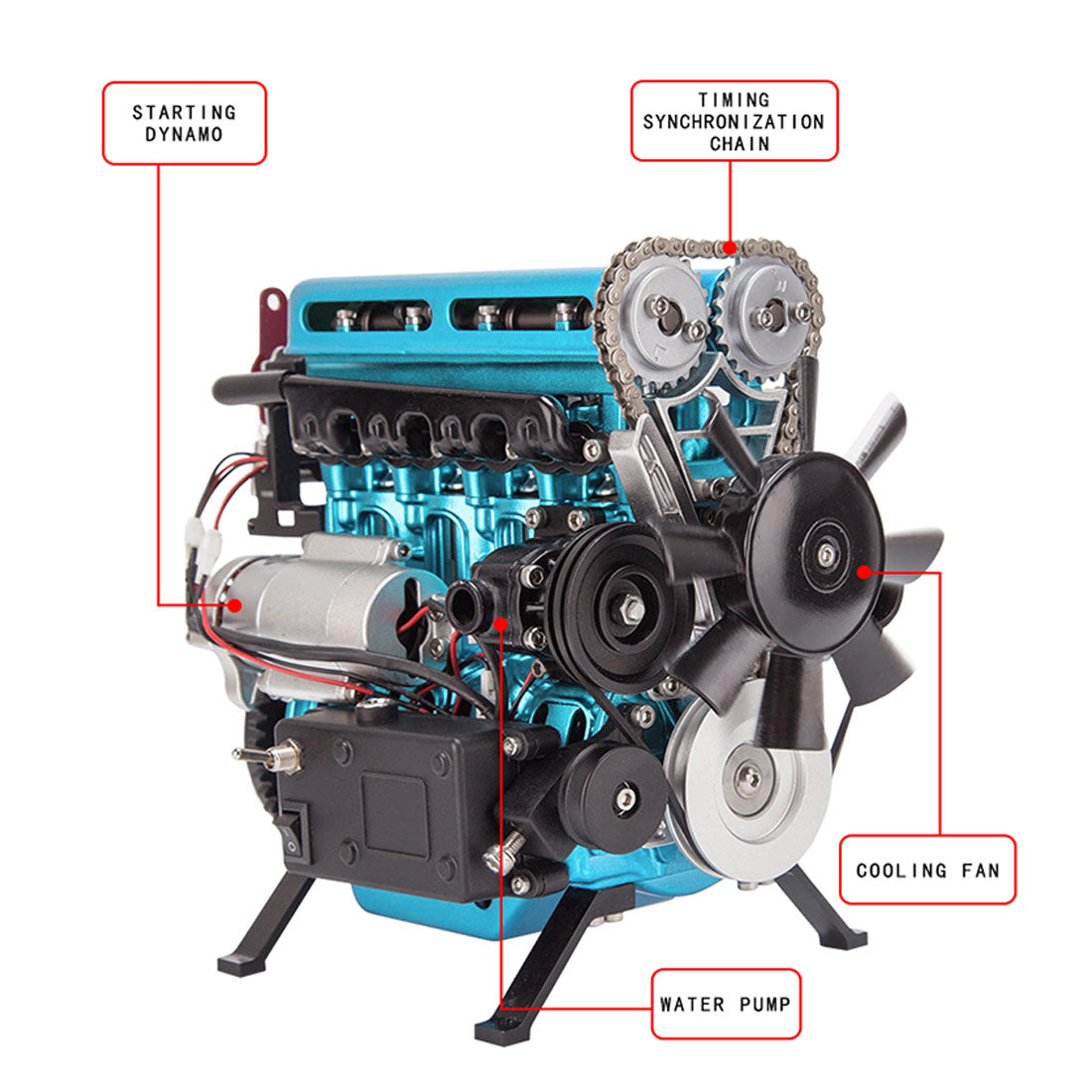 TECHING Build Your Own 4 Cylinder Engine Kits for Adults with Turbocharger DM111 Upgrade