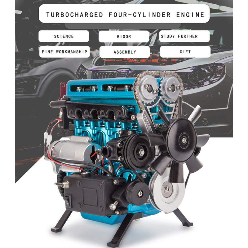 TECHING Build Your Own 4 Cylinder Engine Kits for Adults with Turbocharger DM111 Upgrade