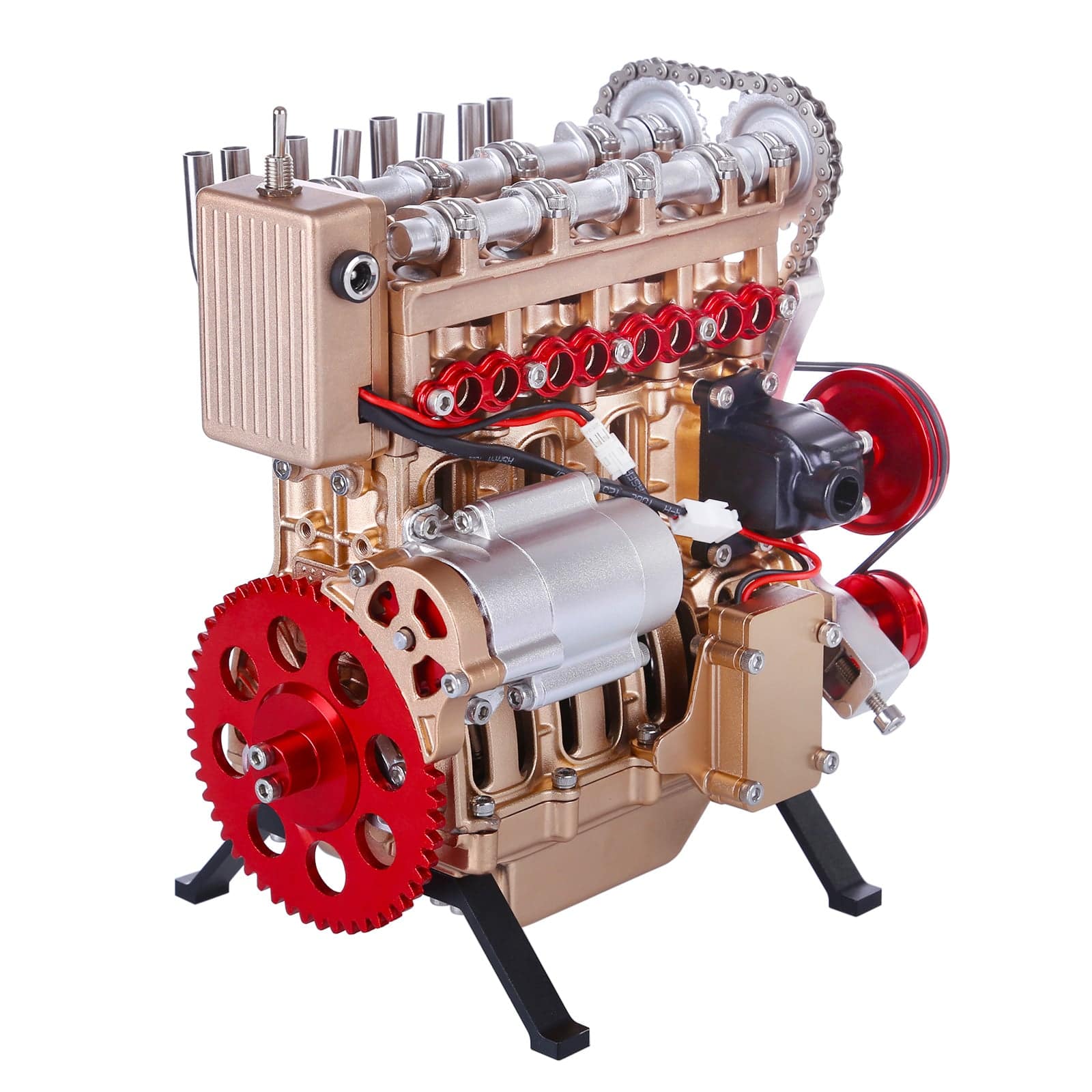 Teching Inline Four-Cylinder Full Aluminum Alloy Assembling Model Science Education Engine for Collection - stirlingkit