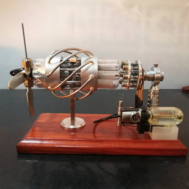 16 Cylinder Upgraded Stirling Engine Model Quartz Glass Hot Air Creative Motor Engine Generator - stirlingkit