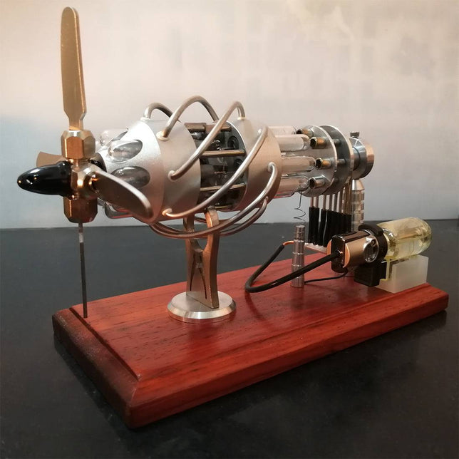 16 Cylinder Upgraded Stirling Engine Model Quartz Glass Hot Air Creative Motor Engine Generator - stirlingkit