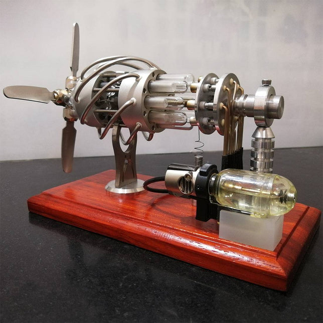 16 Cylinder Upgraded Stirling Engine Model Quartz Glass Hot Air Creative Motor Engine Generator - stirlingkit