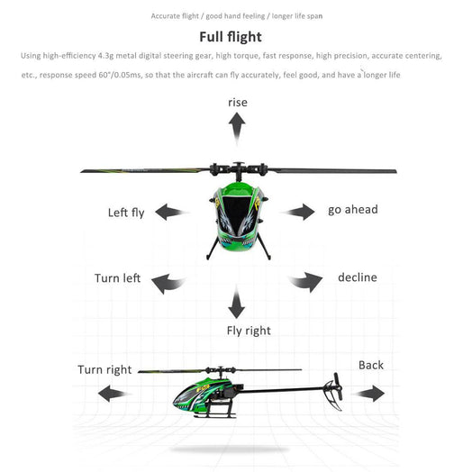 YU XIANG F03 2.4G Flybarless RC Helicopter 4CH Air Pressure Altitude Hold Single Blade - stirlingkit