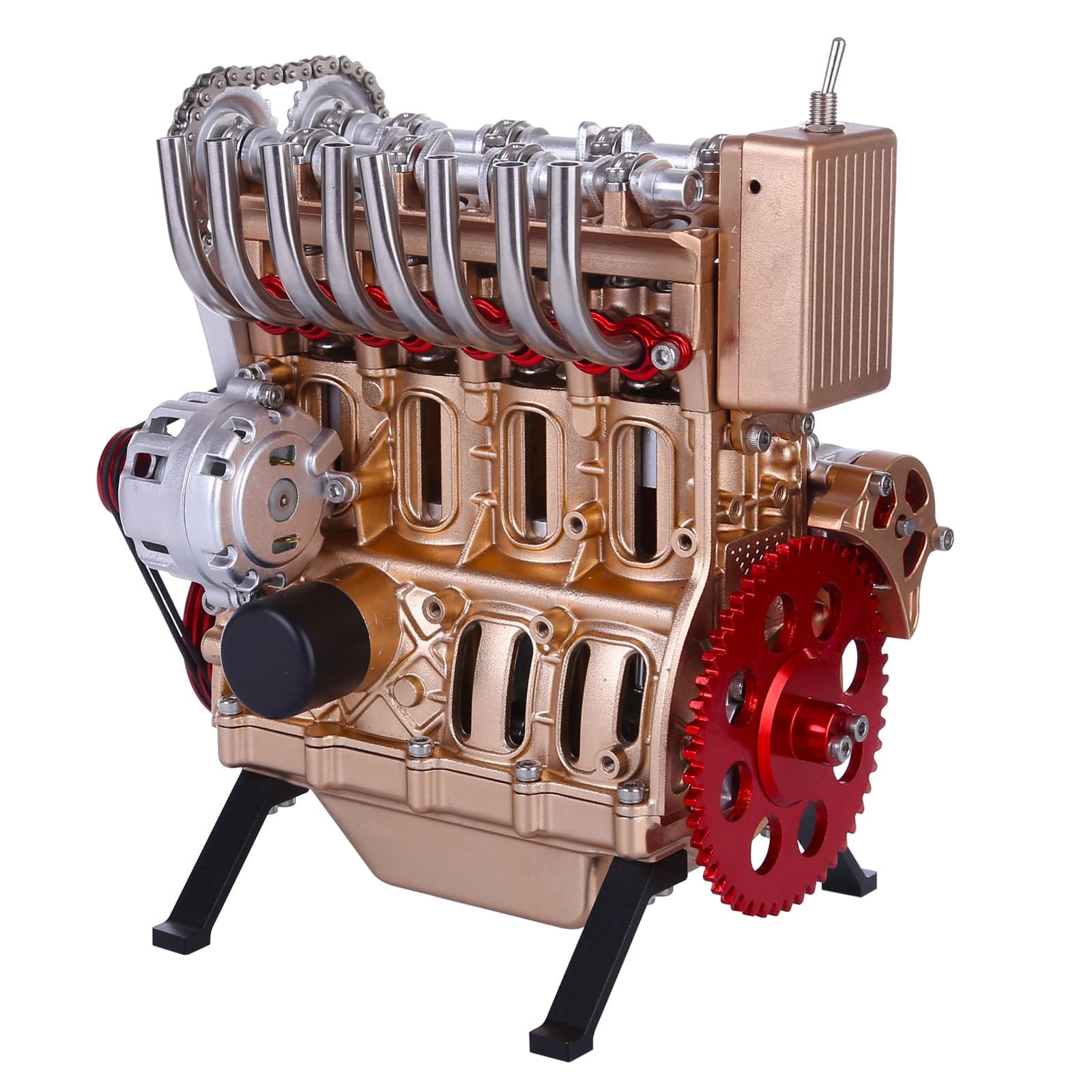 Teching Inline Four-Cylinder Full Aluminum Alloy Assembling Model Science Education Engine for Collection - stirlingkit