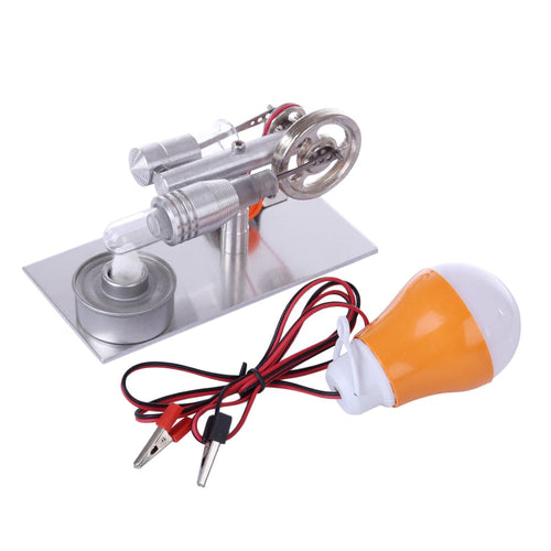 Metal Stirling Engine Model External Combustion With Light Bulb Developmental Toy - stirlingkit