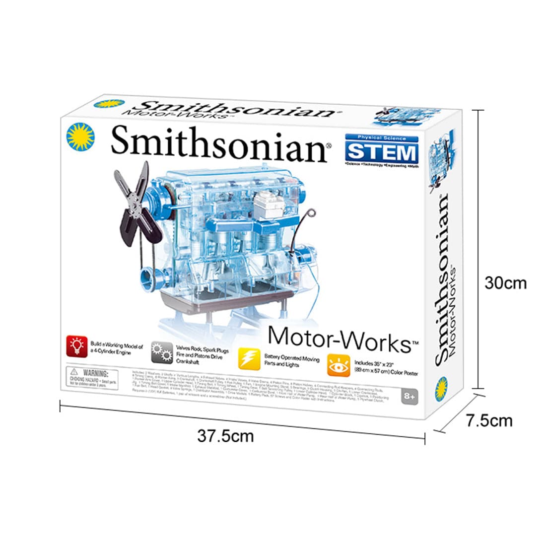 Smithsonian DIY L4 4 Cylinder Inline 4 Car Engine Assembly Model Kit STEM Science Toy Blue - stirlingkit