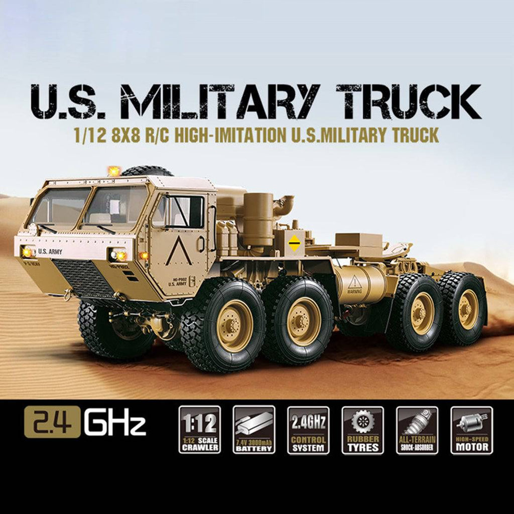 HG 1:12 8 x 8 R/C 2.4G Electric RC Militray Truck Model All Terrin Truck Kit - Sound and Light Version - stirlingkit