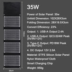 35W 2.4A Foldable Solar Panel Charger Kit for Smartphone Laptop - stirlingkit