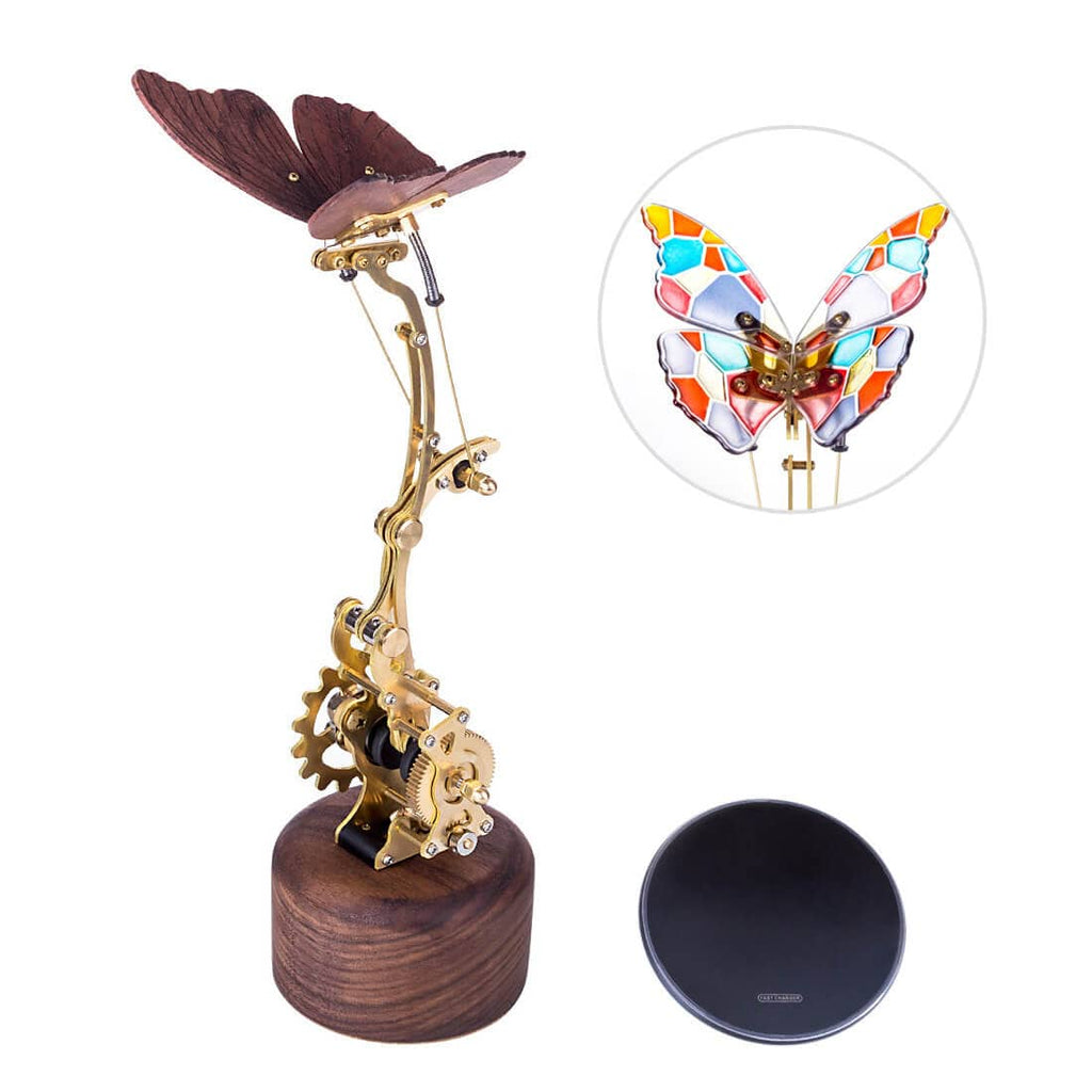 3D Mechanical Geared Walnut Wooden Butterfly Model - stirlingkit