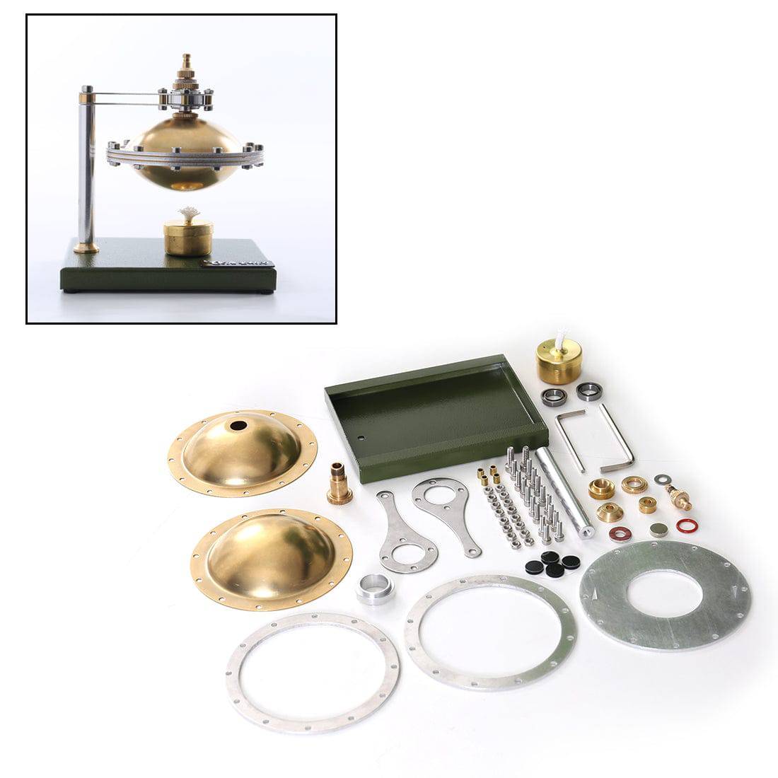 Assembly UFO Spin Suspension Hero's Steam Engine with Copper Boiler - stirlingkit