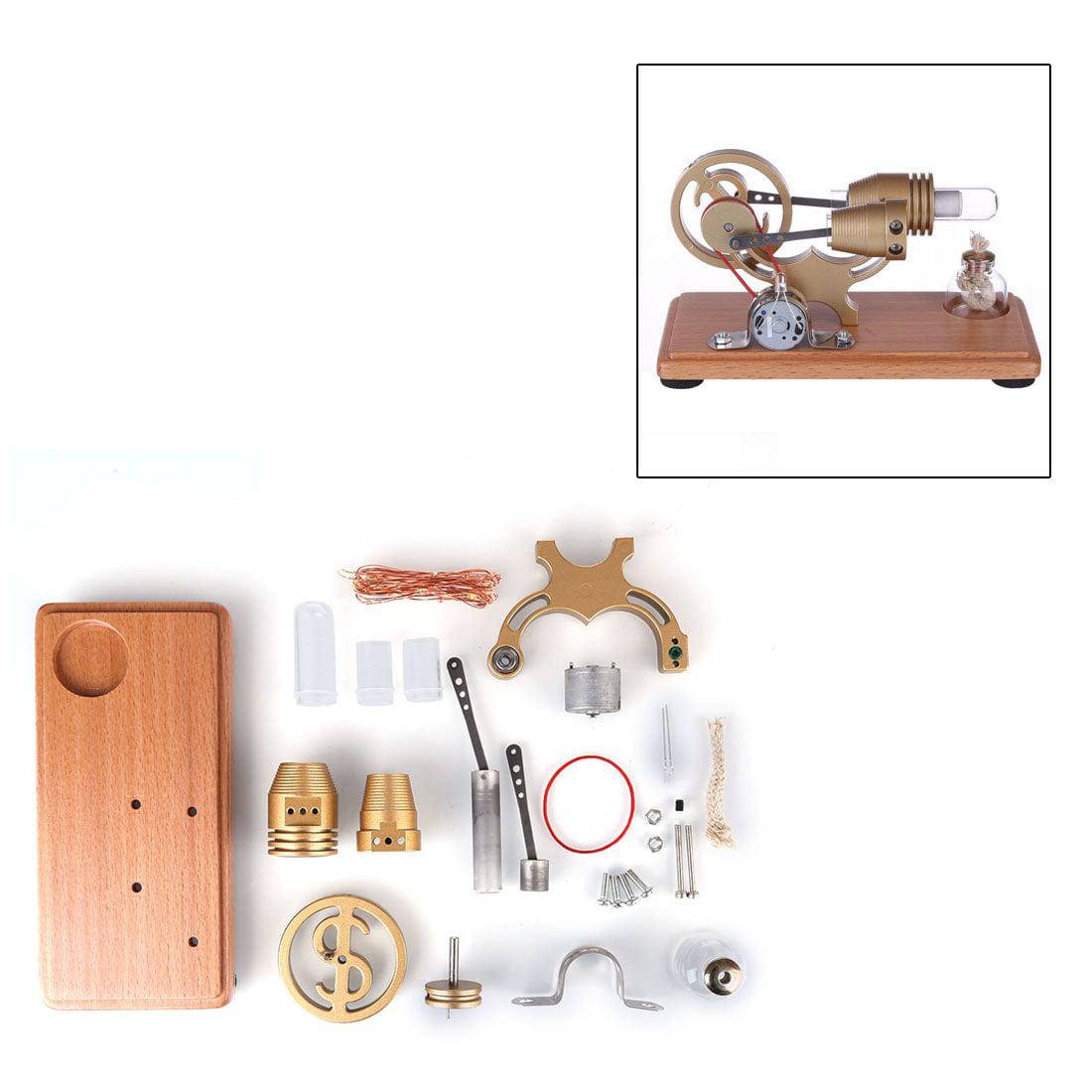 DIY γ-shape Assembly  Retro Stirling Engine Kit Generator Sterling Model with LED Light Science Educational Toy - stirlingkit