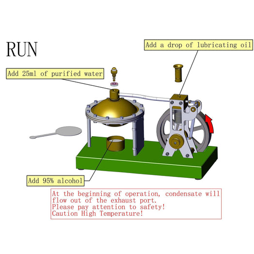 ENJOMOR Assembly Vertical Hero's Steam Engine Model with Boiler DIY KIT - stirlingkit